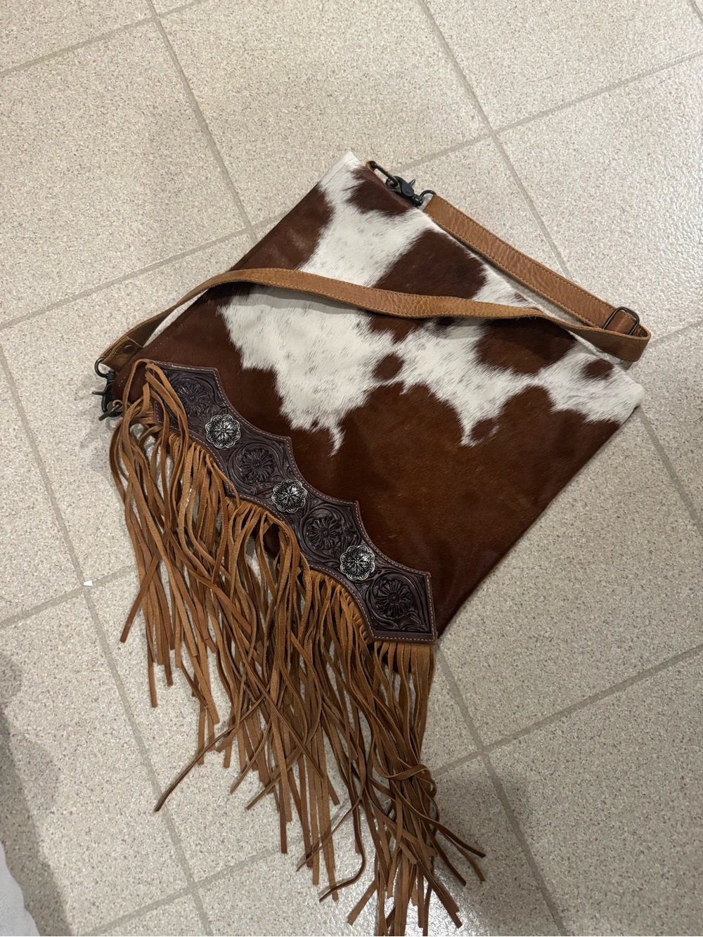 Myra Bag Fringe Cowhide Tote Bag - Picture 3 of 5